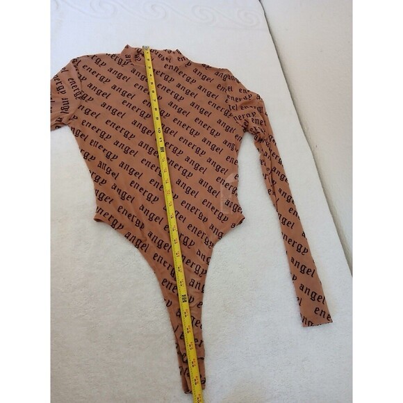ASOS DESIGN angel energy flocked bodysuit in camel Size 8 - Picture 12 of 16